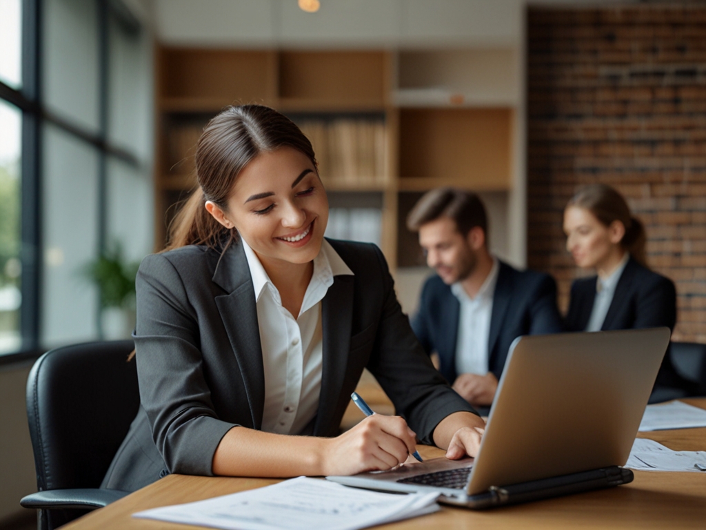 Profesionales trabajando en registro empresarial